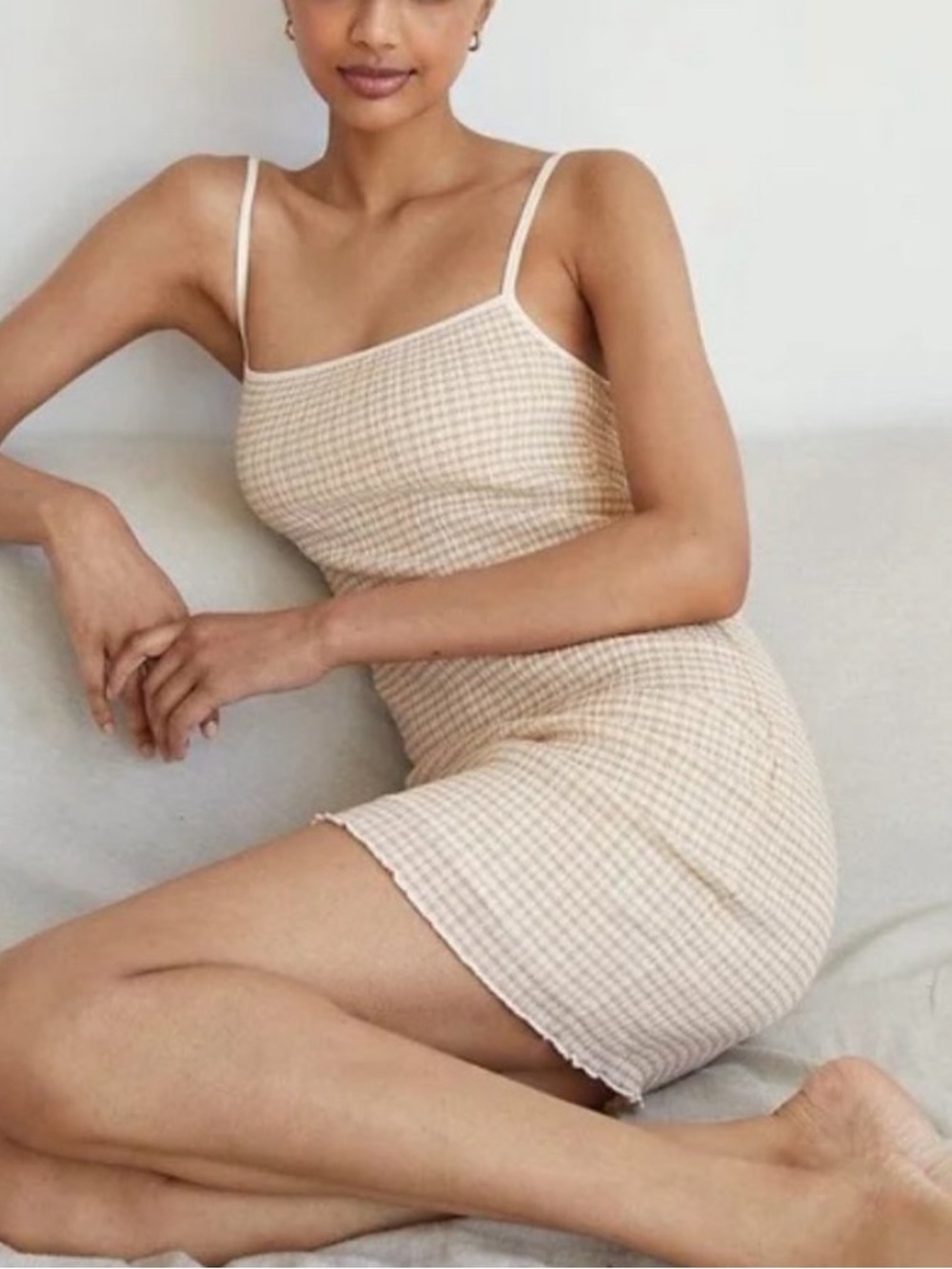 Aritzia Wilfred Gingham Jazz Seersucker Mini Dress Sz S Article 76953 Stretchy